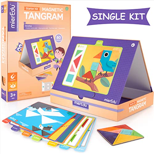 mierEdu Magnetische Reise Tangram Puzzles Buch Spiel Tangrams Jigsaw Shapes Dissektion mit Lösung für Kind Erwachsene Urlaub Traveller Tangoes Herausforderung IQ pädagogisches Spielzeug -Single Set von mierEdu