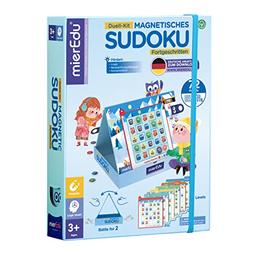 mierEdu – Magnetisches Sudoku Kinder – Duell Version I Fördert logisches Denken + Motorik + Konzentration I Ideal für Zuhause & als Reisespiel für Kinder I Für 1-2 Spieler I Spielzeug ab 3 Jahre von mierEdu