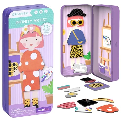 mierEdu Magnetspiel Box Dress Up – Künstlerin zum Ankleiden I Fördert Motorik + Fantasie, Ideal für zuhause & Reisespiel für Kinder, Magnet Spielzeug Kinder, Reisespiele Kinder ab 3 Jahre von mierEdu