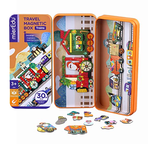 mierEdu Magnetspiel Box Züge, Fördert Motorik + Fantasie, Ideal für Zuhause und als Reisespiel für Kinder, Magnet Spielzeug Kinder, Spielzeug ab 3 Jahre von mierEdu