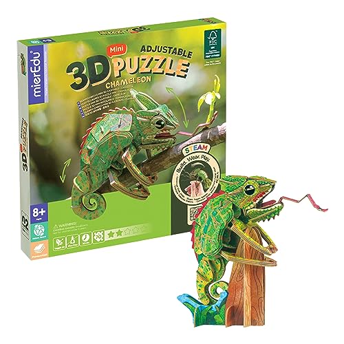 mierEdu Mini 3D Puzzle - Chamäleon (beweglich) I Kreatives Puzzleset I Fördert Motorik, Konzentration, Geduld I Spektakuläres Puzzle ab 8 Jahren von mierEdu