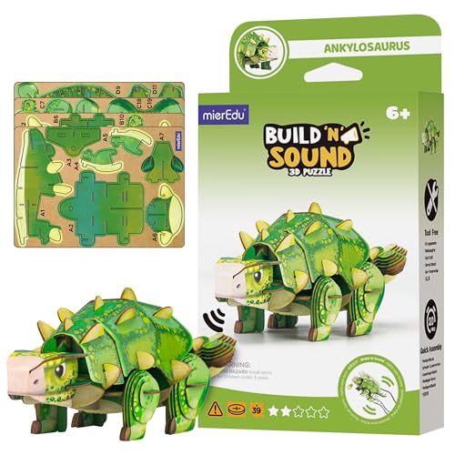 mierEdu - Soundwunder 3D Puzzle Ankylosaurus – Interaktives 3D Puzzle mit Soundmodul – Lernspielzeug für Kinder ab 6, einfach zusammenzusetzen von mierEdu