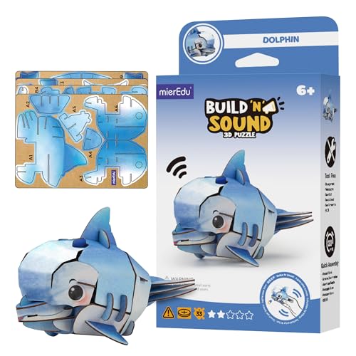 mierEdu - Soundwunder 3D Puzzle Delphin – 3D Puzzle für Kinder ab 6 mit Soundeffekt – Spielerisches Lernspielzeug von mierEdu