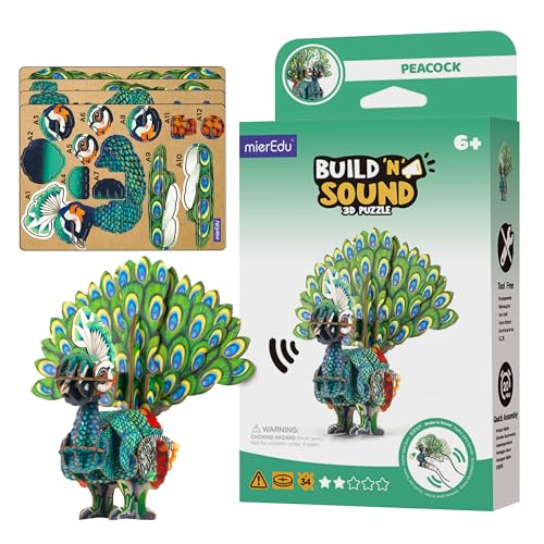 mierEdu - Soundwunder 3D Puzzle Pfau – Kreatives Lernspielzeug mit Sound für Kinder – Pfau Puzzle von mierEdu