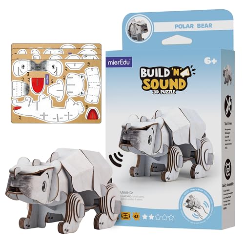 mierEdu - Soundwunder 3D Puzzle Polarbär – 3D Puzzle mit echtem Soundeffekt für Kinder ab 6 – Lernspielzeug, fördert logisches Denken von mierEdu