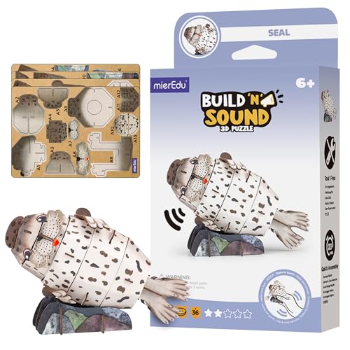 mierEdu - Soundwunder 3D Puzzle Robbe – Spielerisches 3D Puzzle mit Soundeffekt – Robben-Spielzeug für Kinder ab 6, fördert Geschicklichkeit von mierEdu