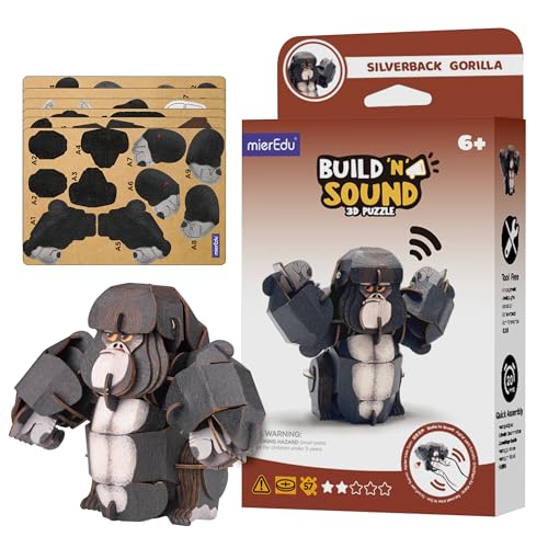 mierEdu - Soundwunder 3D Puzzle Silberrücken-Gorilla – Interaktives Puzzle mit Sound für Kinder – Gorilla-Spielzeug, fördert Konzentration & Geschicklichkeit von mierEdu