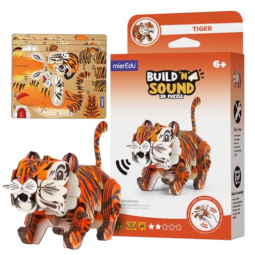 mierEdu - Soundwunder 3D Puzzle Tiger – Faszinierendes Puzzle mit Soundmodul für Kinder – Fördert Feinmotorik & Geduld von mierEdu