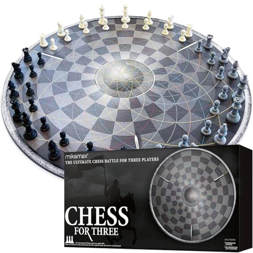 MikaMax Schach für 3 Personen – Schachspiel, Schachbrett, 56 cm – Cooles Design, Chess for Three von mikamax