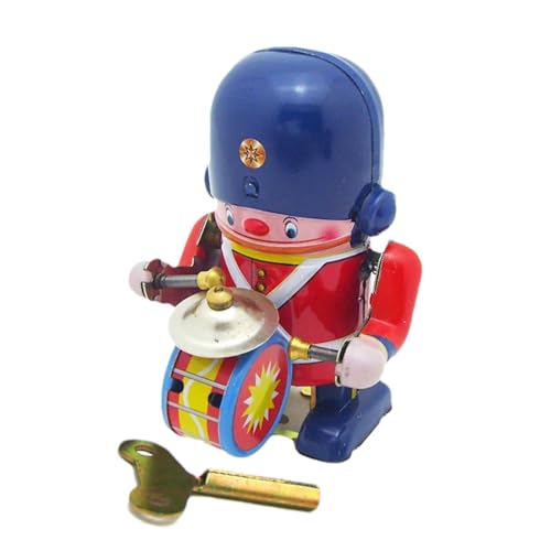 Aufziehroboter-Spielzeug für Kinder,Aufzieh-Tanzroboterspielzeug, Zinn-Aufzieh-Roboter aus Metall im Vintage-Stil, Entwicklungsspielzeug, Roboter-Geschenke, Trommel-Action-Tisch-Bücherregal-Figur, Dek von mimika