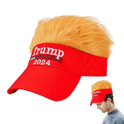 Trump 2024 Hut mit Haaren,Trump Haarhut,Trump Keep America Great Hat | Trump-Hut, patriotische Hüte, Trump 2024-Hut, Make America Great, Perücken-Stickhut von mimika