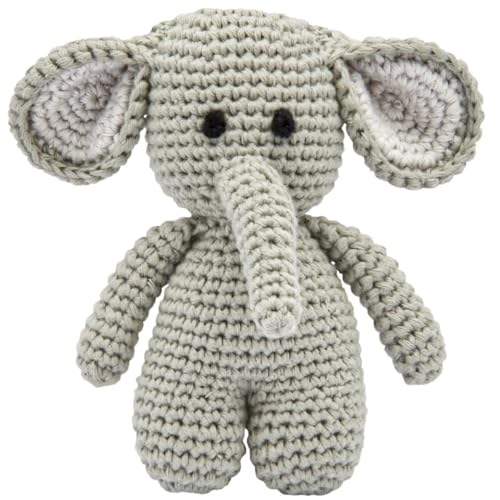 miniHeld Handgestrickter Elefant gehäkelt aus Baumwolle Spielzeug 15 cm von miniHeld