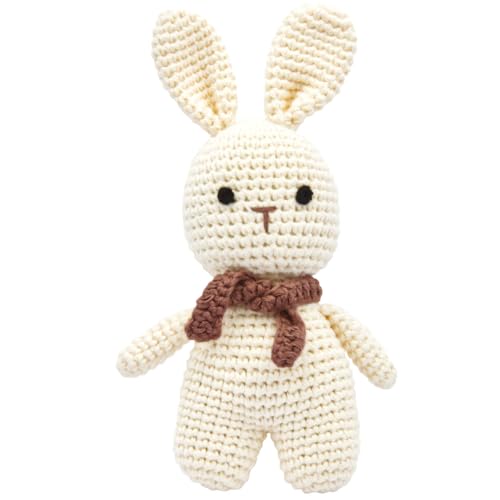 miniHeld Handgestrickter Hase gehäkelt aus Baumwolle Spielzeug 18 cm von miniHeld