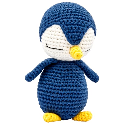 miniHeld Handgestrickter Pinguin gehäkelt aus Baumwolle Spielzeug 16 cm von miniHeld