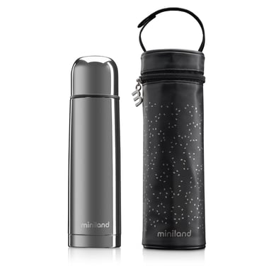 miniland Thermosflasche deluxe thermos mit Isoliertasche silber 500ml von miniland