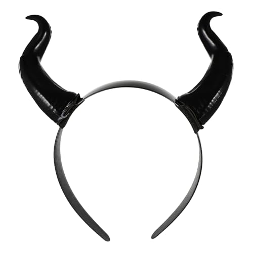 Minkissy Halloween Horn Stirnband Harz Kunststoff Cosplay Ochse Stier Tier Dekorative Haarbügel für Party Dress Up Festival Foto Requisiten Kopfstück Maskerade (Schwarz) von minkissy