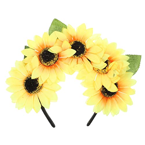 Minkissy Sonnenblume Stirnband Blumen Haar Reifen Dekorative Haarband Böhmen Sonnenblume Kopfbedeckung für Frauen Fotografie Requisiten Cosplay Maskerade Party Dekoration (Gelb) von minkissy