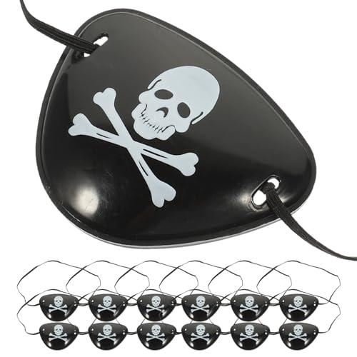 minkissy 1 Satz Einäugige Piraten-augenklappe Party-cosplay-augenklappe Augenmaske Halloween-requisiten Einzelne Augenklappe Piratenaugen-accessoires Maskerade Plastik Black 12st von minkissy