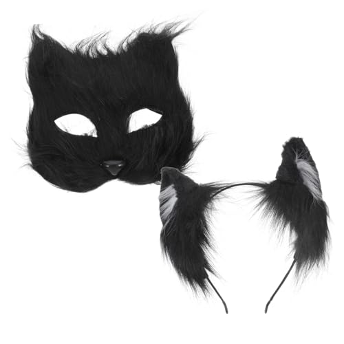 minkissy 1 Satz Fuchs-masken-set Masken Für Maskerade Party-maske Fuchsmaske Fuchs-cosplay-maske Halloween-maske Halloween-dekor Zubehör Für Halloween-kostüme Partyzubehör Plüsch Black von minkissy