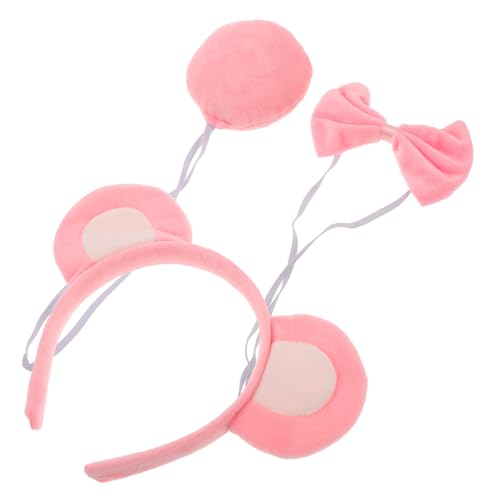 minkissy 1 Satz Stirnband-set Bärenkopfbedeckung Bärenohrkostüm Bärenohr-accessoire Süßes Bären-haarband Bärenohren-kopfbedeckung Tierischer Bärenkopfschmuck Tierohr-accessoire Plüsch Rosa von minkissy