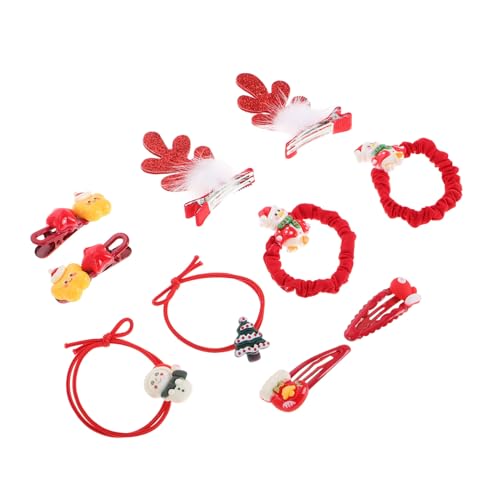 minkissy 10st Geweih Stirnband Weihnachtsglitzer Haarspange Feiertagsgummis Weihnachtsstern-haargummis Cartoon-haargummis Hirsch Kostümzubehör Weihnachtshaarspange Rentier-clips Rot Plastik von minkissy