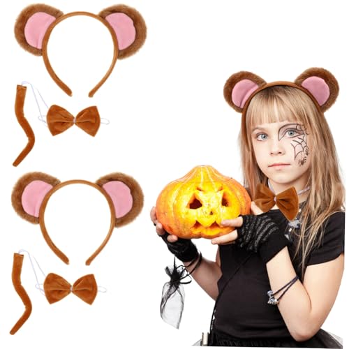 minkissy 2 Sätze Affen-Stirnband-Set süße Tierstirnbänder Halloween-Tierohr-Stirnband haloween kostüme tierohren haarreif kleider baustützen Tierohren für Cosplay Halloween-Haarschmuck von minkissy