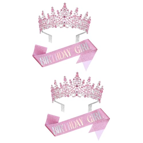 minkissy 2 Sets Gürtel Kristallkrone Geburtstagskronen Geburtstagskrone Für Kinder Prinzessinnenkronen Für Kleine Mädchen Partykronen Prinzessin Tiara Happy Birthday Dekorationen von minkissy