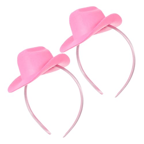 minkissy 2 Stück Cowboyhut Stirnband Partyhüte Rosa Accessoires Rosa Hüte Für Frauen Rosa Cowboyhüte Western Cowboyhut Rosa Cowgirl Zubehör Cowboy Haarband Cowboyhut von minkissy