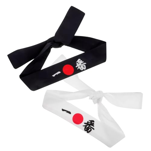 minkissy 2 Stück Japanisches Cheer Kopftuch Japanisches Kochkostüm Karate Zubehör Sushi Kochwickel Japanisches Kochkostüm Karate Stirnband Karate Kopfband Japanisches von minkissy