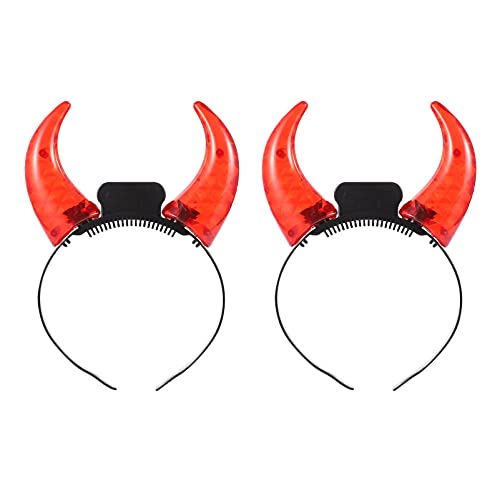 minkissy 2 Stück LED Teufel Horn Stirnband Blinklicht Ochsenhorn Stirnband Halloween Teufel Kostüm Zubehör für Frauen Männer (rot), Product Dimensions ‏ : ‎ 22 x 16 x 3 cm von minkissy