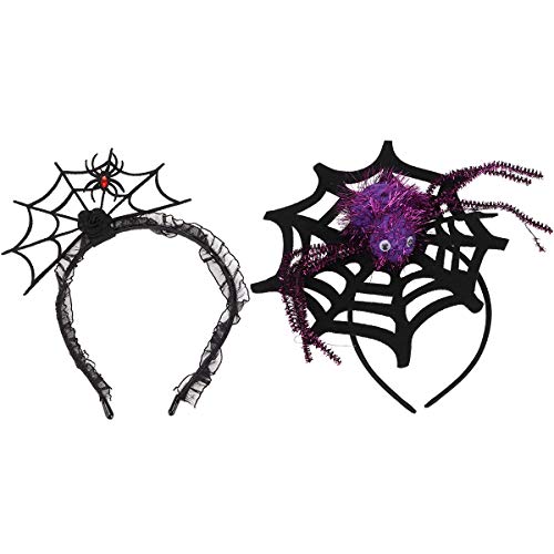 minkissy 2Pcs Halloween Stirnbänder Gothic Horror Spider Haarbänder Spider Web Hair Hoops Kopfschmuck Haar von minkissy