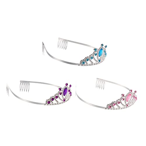 minkissy 3st Legierung Strass Krone Kronenkopfschmuck Damen Stirnbänder Tiara Für Frauen Prinzessin Kopfbedeckung Strass Strass-Kronen-Stirnband Modisches Haarband Strass-Stirnband von minkissy