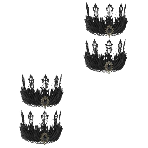 minkissy 4 Stück Hexenkrone Zubehör für Halloween-Partys Gothic-Rosen-Stirnband halloween schminke halloween make up Tiara Haarschmuck für die Hochzeit Königin-Stirnband Gothic-Dekorationen von minkissy