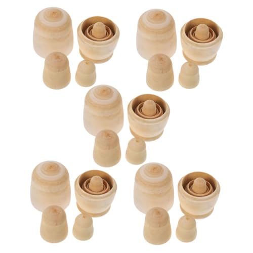 minkissy 5 Sätze DIY Holz Puppen Unbemalt zum Bemalen Verschachtelbare Russische Holzfiguren Glatte Oberfläche Platzsparend für Familienaktivitäten und Dekorationen minkissy 5 Sätze DIY Holz Puppen Unbemalt zum Bemalen Verschachtelbare Russische Holzfiguren Glatte Oberfläche Platzsparend für Familienaktivitäten und Dekorationen von minkissy