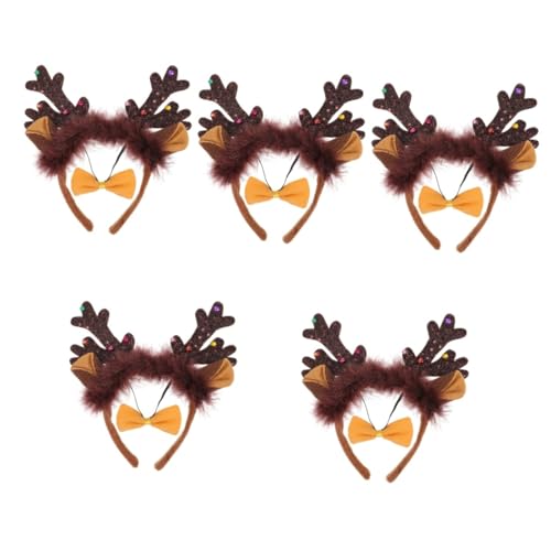 minkissy 5 Sets Weihnachts Stirnband Haarspangen Damen Haar Accessoires Weihnachts Party Kopfbedeckung Weihnachts Haarreifen Weihnachtsgeschenke Weihnachtszubehör Elchgeweih von minkissy