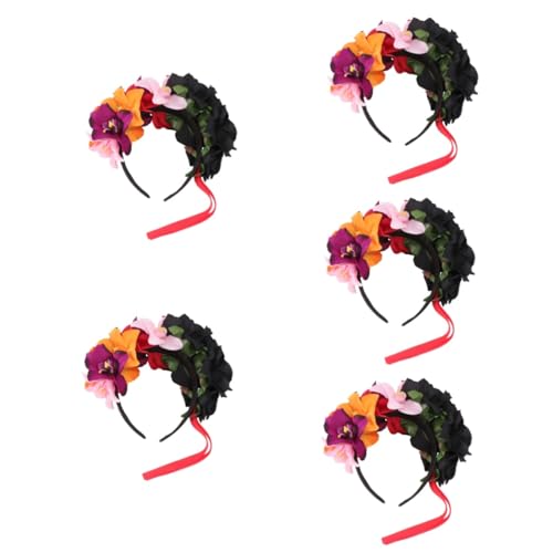 minkissy 5st Orchideen-stirnband Halloween-blumen-stirnband Stirnband Mit Blumenkrone Rosen-halloween-kopfbadn Haarband Halloween-rosenblumen-stirnband Haarband Polyester von minkissy