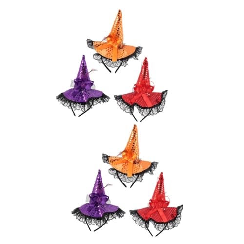 minkissy 6 Stk Hexenhut Stirnband halloween haarspangen haarspange halloween Witch hat lace headband Hexenkostüm Stirnband Hexen-Partyhüte XXL-Hut Hexenhaarband Halloween-Stirnbänder Tuch von minkissy