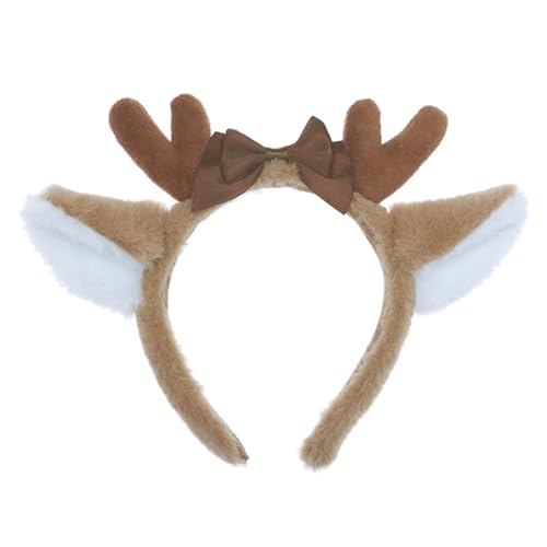 minkissy Bobo Hirsch Ohr Stirnband Haargummis Haarbänder Kopfschmuck Hirsch Haarreifen Kostüm Geweih Cosplay Hirsch Haarschmuck Haarband Cosplay Supplies Plüsch Kopfkleid Cosplay Kopfbedeckung von minkissy