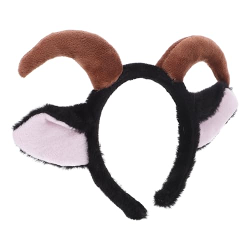 minkissy Croissant-haarschmuck Kinderspielzeug Häschen Haarband Ohr Kostüme Ziegen Stirnbänder Lammbekleidung Party-hasenohren-stirnband Osterhasen-kopfbedeckung Lamm Stirnband Plüsch Black von minkissy