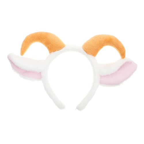 minkissy Croissant-haarschmuck Plüsch-kopfbedeckung Ohren Stirnbänder Tierstirnband Ostern Stirnbänder Stirnband Mit Lammohren Weihnachtsstirnbänder Lamm Stirnbänder Tierohren Haarband Weiß von minkissy