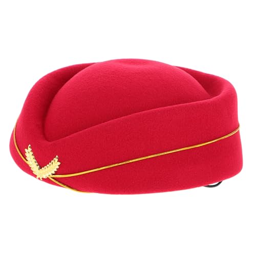 minkissy Damen Beret Mütze Flugbegleiterin Cosplay Hut Dunkelrot Sanft Komfortabel Vielseitig Bühnenauftritt Party Kostüm Zubehör minkissy Damen Beret Mütze Flugbegleiterin Cosplay Hut Dunkelrot Sanft Komfortabel Vielseitig Bühnenauftritt Party Kostüm Zubehör von minkissy