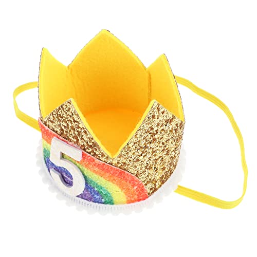 minkissy Digitale Krone Für Kinder Regenbogen Tiara Für Kinder Mini- Regenbogenkrone. Geburtstagskrone. Geburtstag Diademe Stirnband Glitzergeburtstag Stoff Baby Zutaten Kleine Prinzessin von minkissy