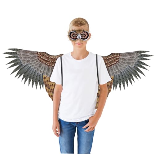 minkissy Eulen Kostüm Set Leichtes Cosplay Tierkostüm mit Realistischen Flügeln und Maske für Halloween Bühne Party Fasching Bühnenrequisite minkissy Eulen Kostüm Set Leichtes Cosplay Tierkostüm mit Realistischen Flügeln und Maske für Halloween Bühne Party Fasching Bühnenrequisite von minkissy