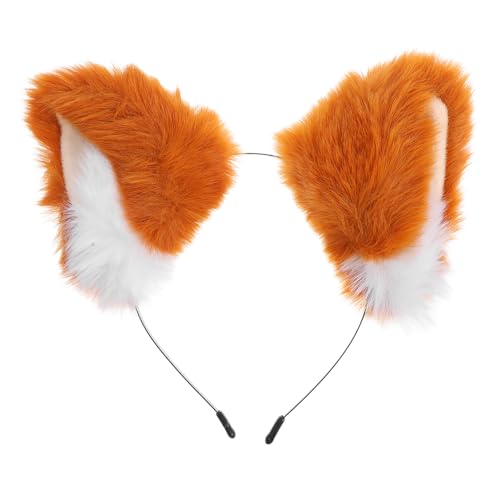 minkissy Fuchs Wolf Ohren Stirnband Karneval Party Kostüm Haar Zubehör Plüsch Katzen Ohren Haar Hoop Tier Anime Kostüm Kopfbedeckung von minkissy