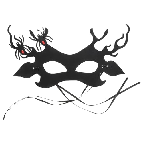 minkissy Geweih Spinnenmaske Venetianische Maskenball halloween dekoration Horrormaske Halloween-Halbmaske Geisterspinnenmaske Halloween-Maskerade- Vlies Black von minkissy