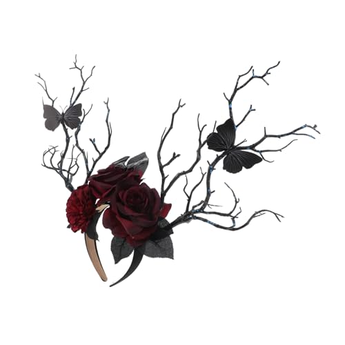 minkissy Halloween-stirnband Halloween-stirnbänder Für Erwachsene Gothic Elfen Kopfschmuck Halloween-blumenkopfschmuck Stirnband Mit Blumenkrone Cosplay-kostüm-stütze Haarreifen Pp von minkissy