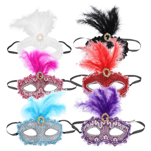 minkissy Maskerade-Maske Für Frauen Halloween-Masken Halbe Gesichts-Cosplay-Festival-Maske 6 Stück von minkissy