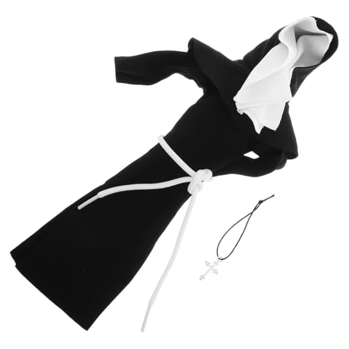 minkissy Plüschpuppe Nonnenkostüm Schwarz mit Silberner Halskette Realistisches Rollenspiel Outfit für Kirche Szene Requisiten und Halloween Party Accessoire minkissy Plüschpuppe Nonnenkostüm Schwarz mit Silberner Halskette Realistisches Rollenspiel Outfit für Kirche Szene Requisiten und Halloween Party Accessoire von minkissy