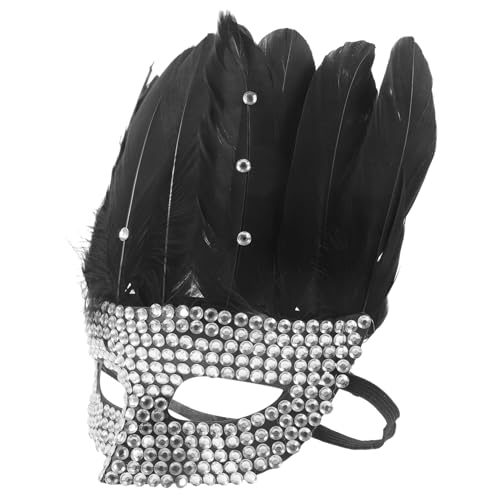minkissy Plumage Rhinestone Masquerade Maske Damen Halbgesichtsmaske für Halloween Party Karneval mit Dekorativen Federn und Strasssteinen minkissy Plumage Rhinestone Masquerade Maske Damen Halbgesichtsmaske für Halloween Party Karneval mit Dekorativen Federn und Strasssteinen von minkissy