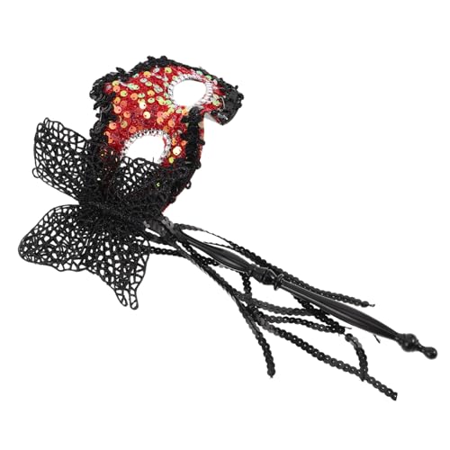 minkissy Rote Schmetterling Masquerade Maske mit Stick und Quasten Glitzernde Handmaske für Damen Karnevalskostüm Accessoire für Halloween Maskenball Party und Kostümveranstaltungen minkissy Rote Schmetterling Masquerade Maske mit Stick und Quasten Glitzernde Handmaske für Damen Karnevalskostüm Accessoire für Halloween Maskenball Party und Kostümveranstaltungen von minkissy